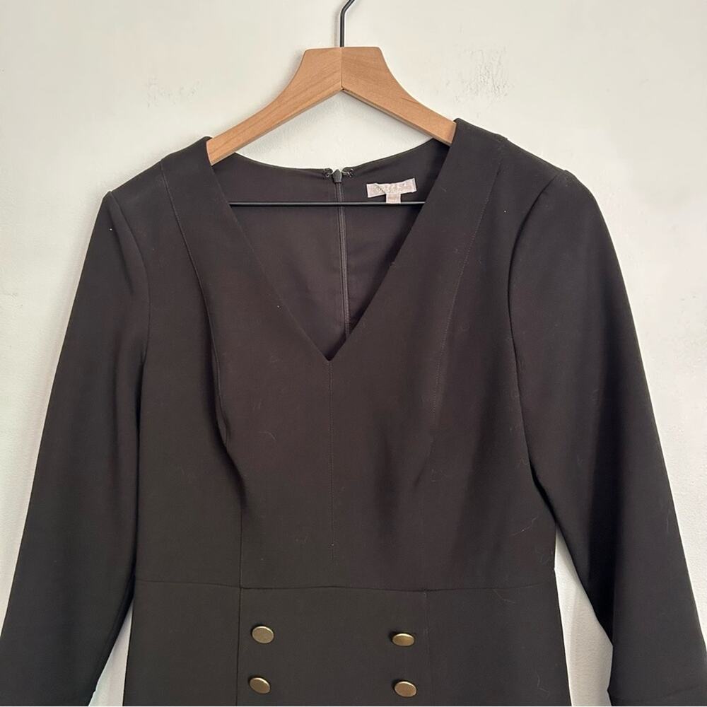 Shoshanna  Long Sleeve Button Dress Black Size 8 - Picture 2 of 8